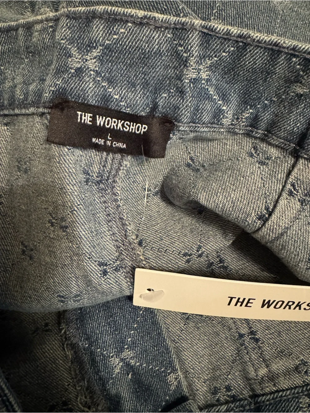 Workshop Republic Clothing Blue Patterned Denim Mini Skirt
